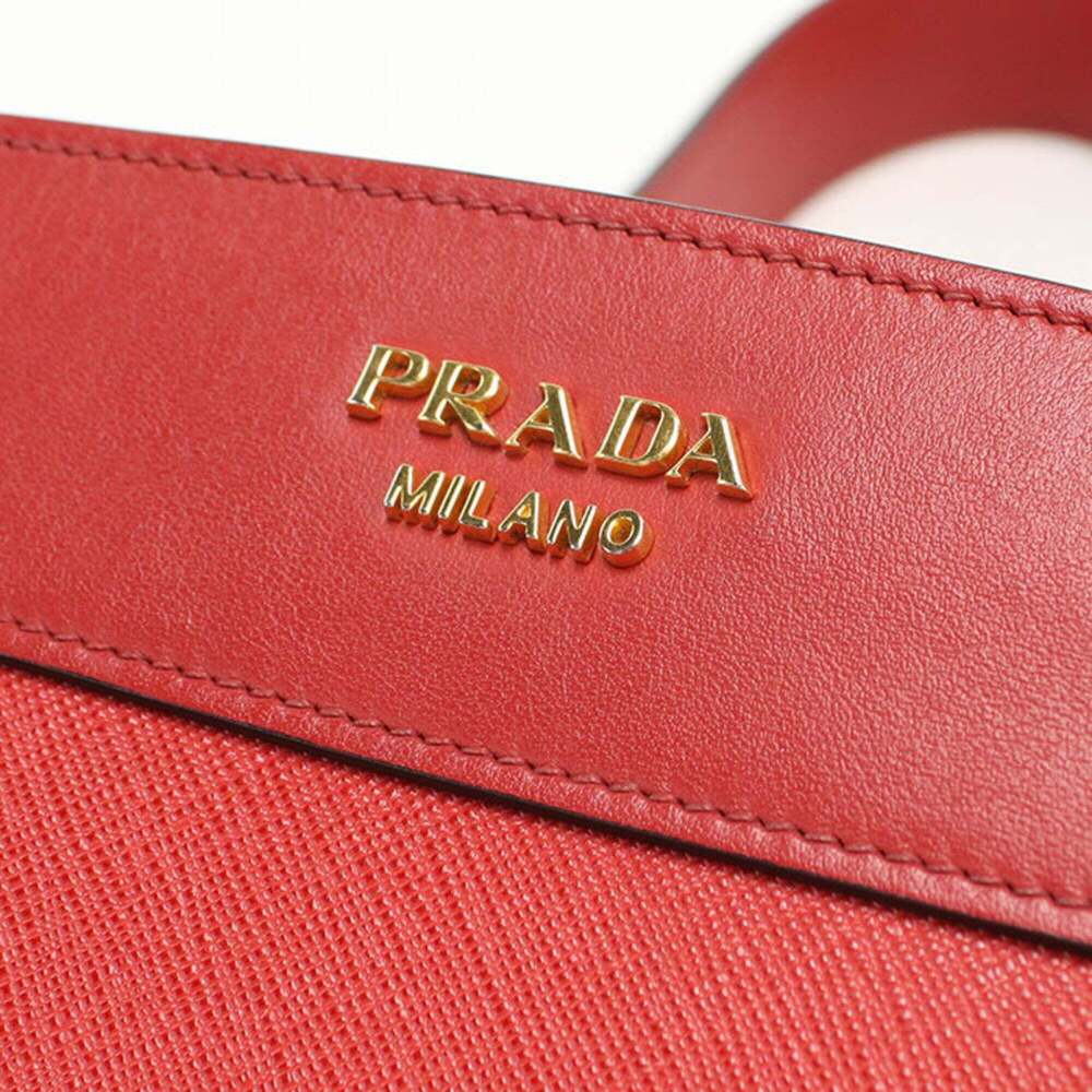 PRADA Red Leather Saffiano Shoulder Bag - Picture 4 of 9